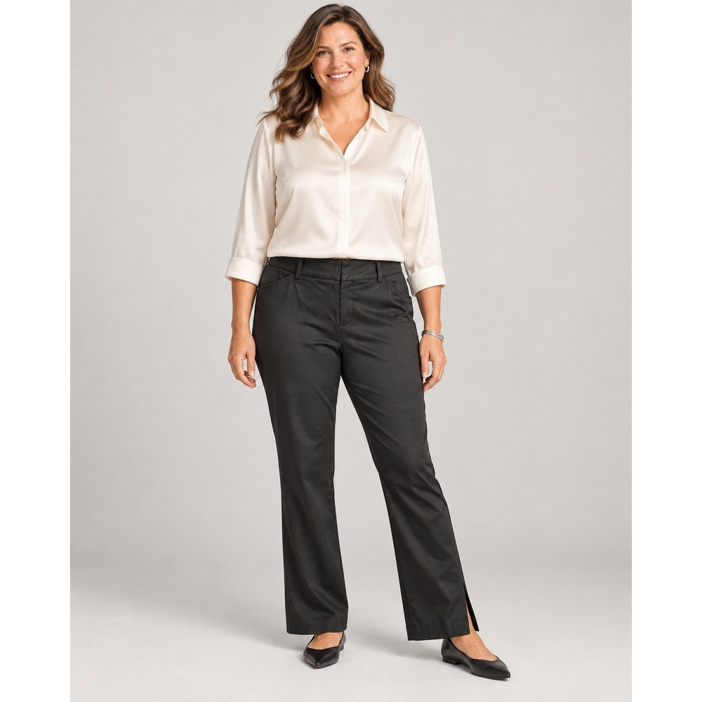Liz Claiborne Women Audra Trousers 18P Black Stretch Cotton Office Work Pants